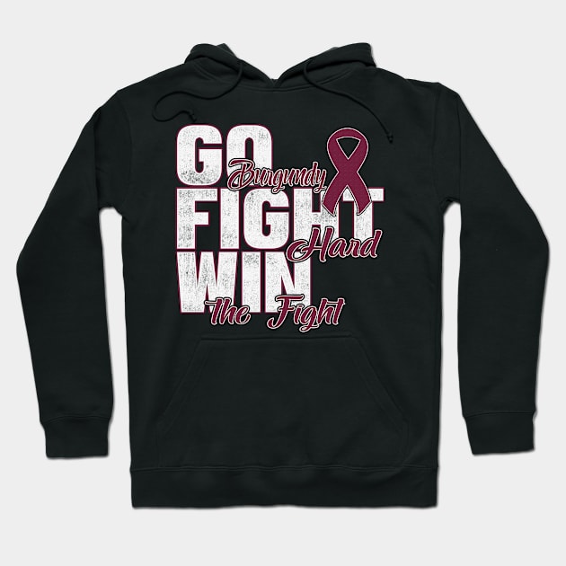 Go Burgundy Fight Hard Win The Fight Sickle Cell Awareness Burgundy Ribbon Warrior Hoodie by celsaclaudio506